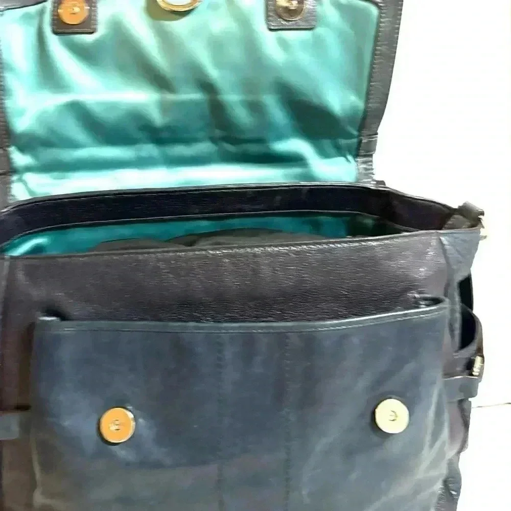 Coach pinnacle Eva lake navy blue leather leather shoulder handbag